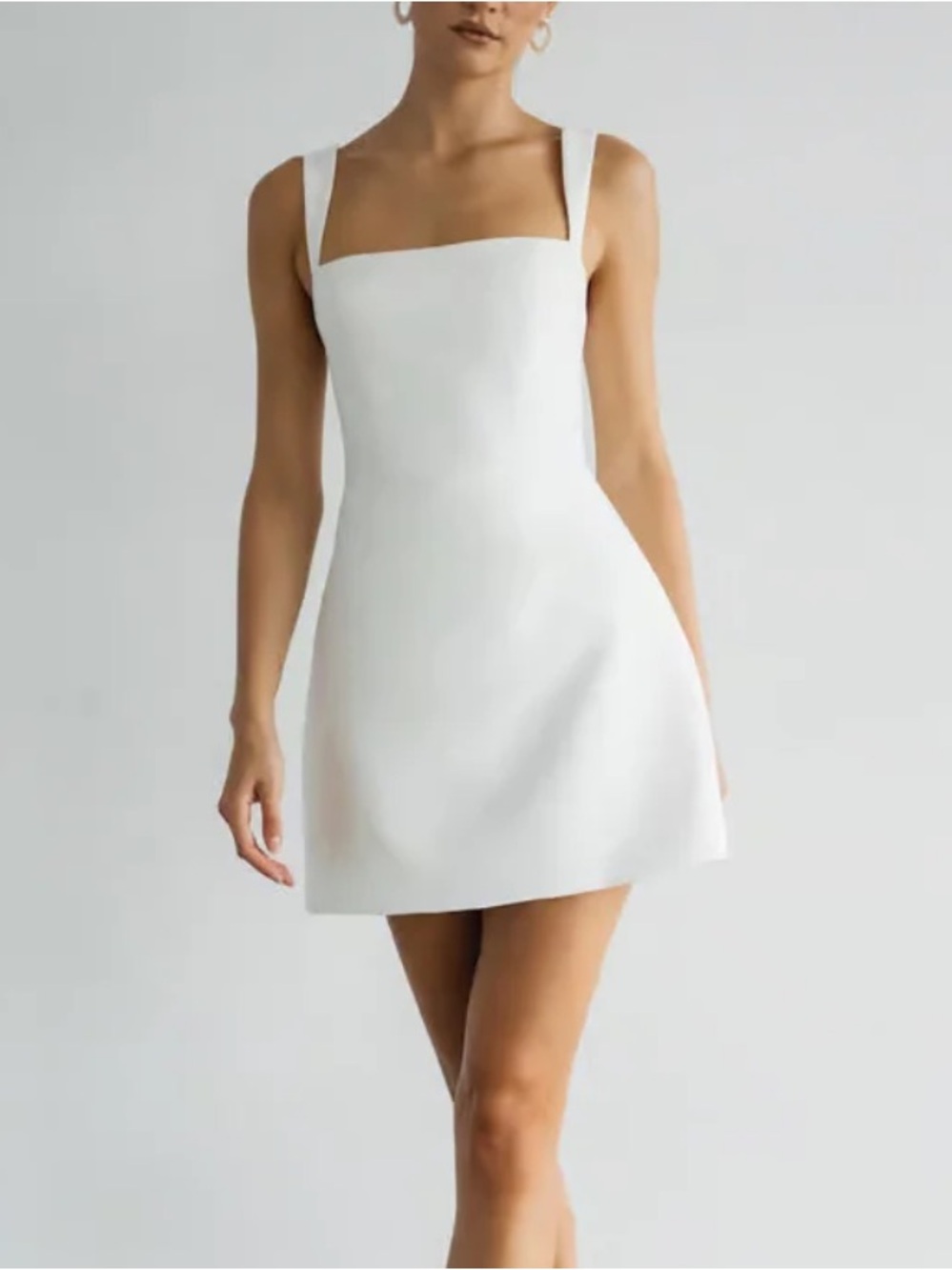 Oh Polly White Square-Neck Mini Dress